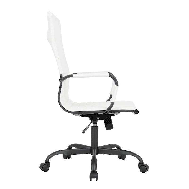 Chaise de bureau pivotante à dossier haut réglable en cuir côtelé Harris avec cadre en métal noir pour la maison, la salle de conférence ou le bureau
