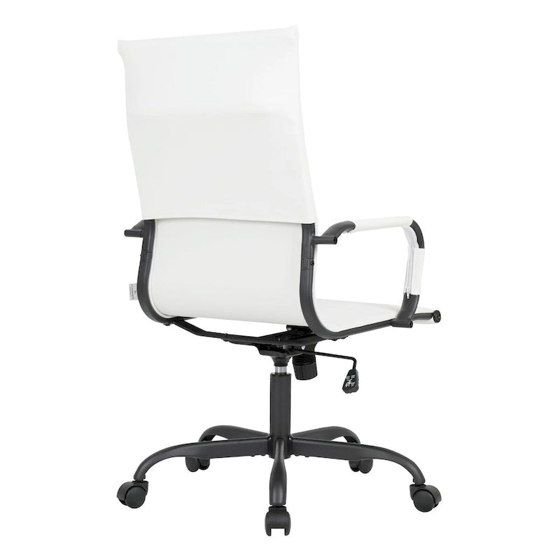 Chaise de bureau pivotante à dossier haut réglable en cuir côtelé Harris avec cadre en métal noir pour la maison, la salle de conférence ou le bureau