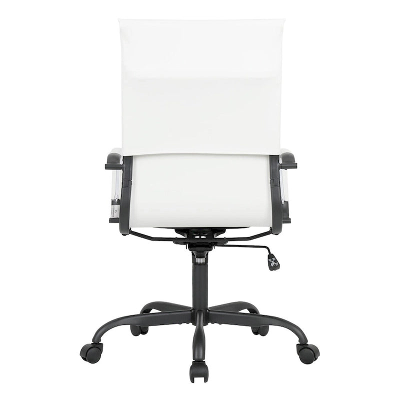 Chaise de bureau pivotante à dossier haut réglable en cuir côtelé Harris avec cadre en métal noir pour la maison, la salle de conférence ou le bureau