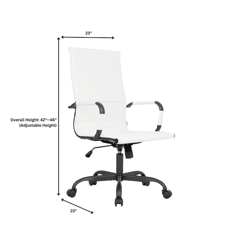 Chaise de bureau pivotante à dossier haut réglable en cuir côtelé Harris avec cadre en métal noir pour la maison, la salle de conférence ou le bureau