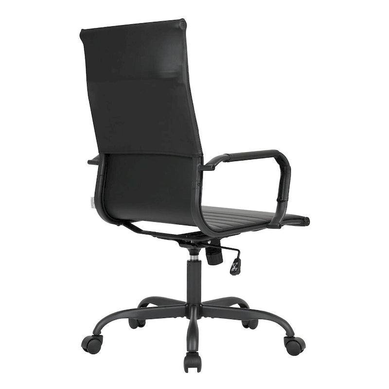 Chaise de bureau pivotante à dossier haut réglable en cuir côtelé Harris avec cadre en métal noir pour la maison, la salle de conférence ou le bureau