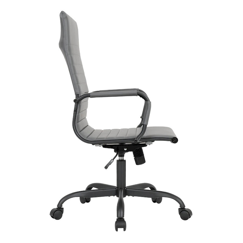 Chaise de bureau pivotante à dossier haut réglable en cuir côtelé Harris avec cadre en métal noir pour la maison, la salle de conférence ou le bureau