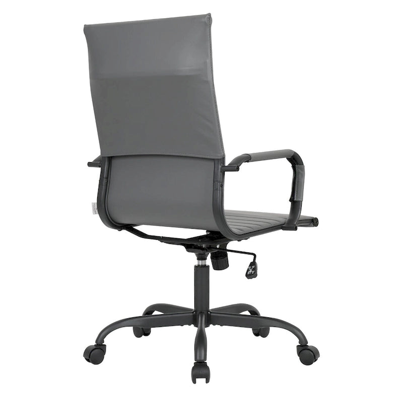 Chaise de bureau pivotante à dossier haut réglable en cuir côtelé Harris avec cadre en métal noir pour la maison, la salle de conférence ou le bureau