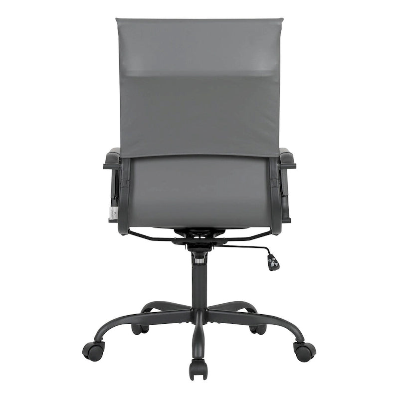 Chaise de bureau pivotante à dossier haut réglable en cuir côtelé Harris avec cadre en métal noir pour la maison, la salle de conférence ou le bureau