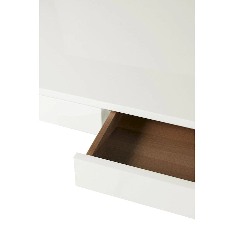 Rix Bureau de 47 pouces, plateau en bois blanc, 2 tiroirs, pieds en acier poli en X