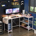 Bureau d'angle moderne avec prises de courant et éclairage LED