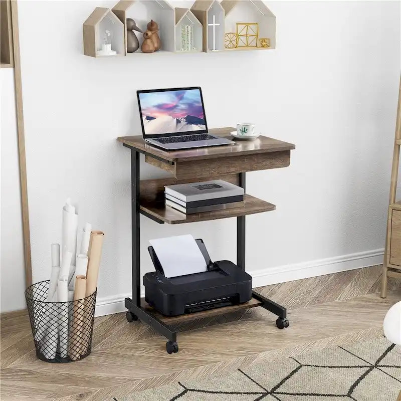 Bureau d'ordinateur roulant Yaheetech avec tiroir et étagère