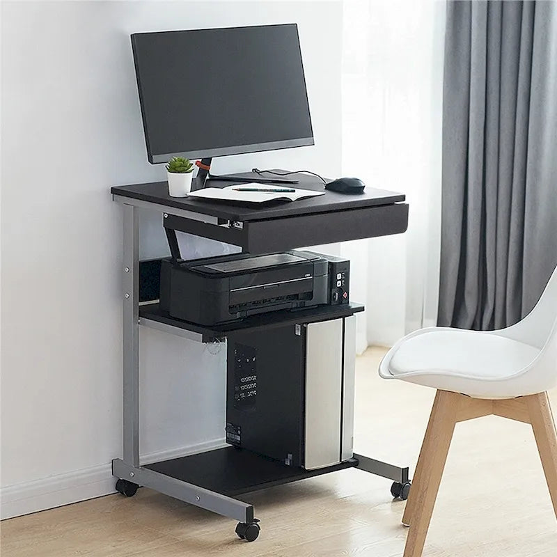 Bureau d'ordinateur roulant Yaheetech avec tiroir et étagère