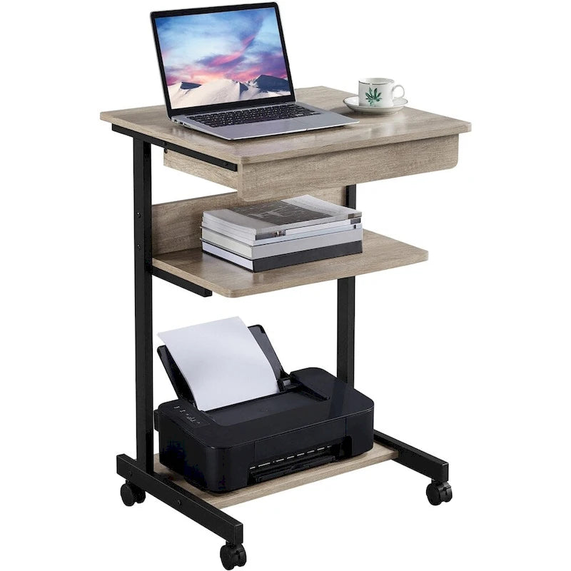 Bureau d'ordinateur roulant Yaheetech avec tiroir et étagère