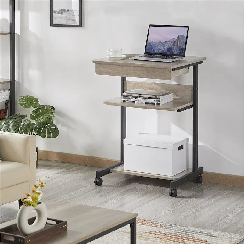 Bureau d'ordinateur roulant Yaheetech avec tiroir et étagère
