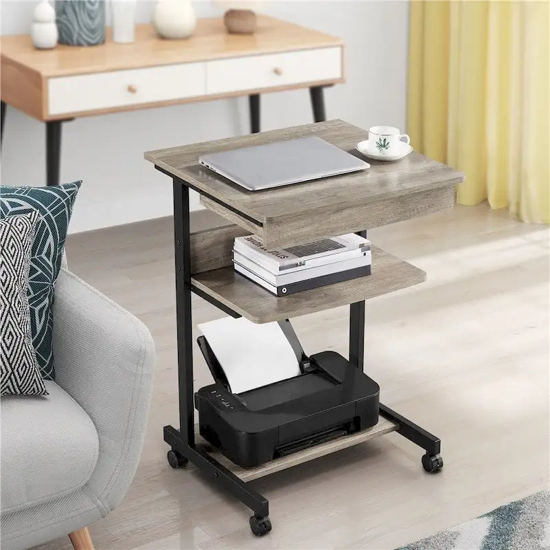 Bureau d'ordinateur roulant Yaheetech avec tiroir et étagère