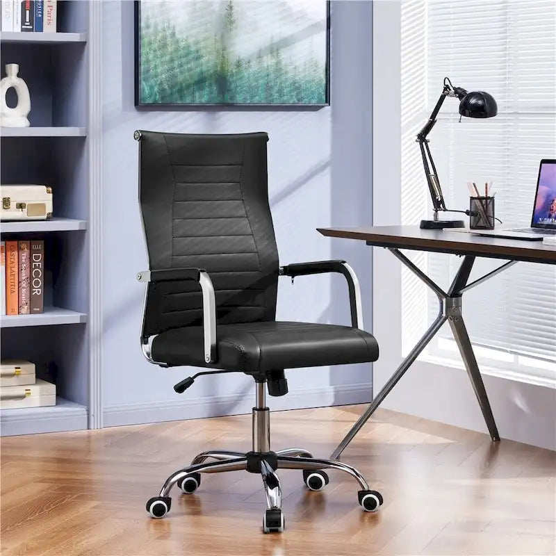 Chaise de bureau Yaheetech moderne en similicuir avec base en métal - N/A