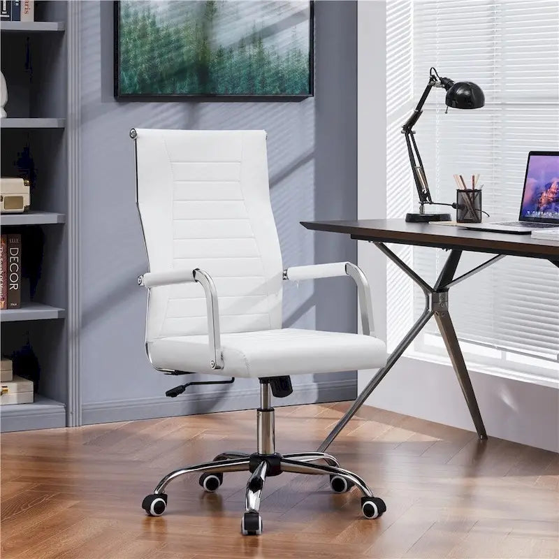 Chaise de bureau Yaheetech moderne en similicuir avec base en métal - N/A