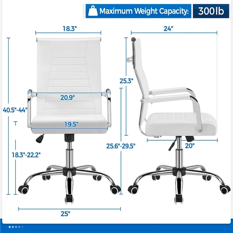 Chaise de bureau Yaheetech moderne en similicuir avec base en métal - N/A