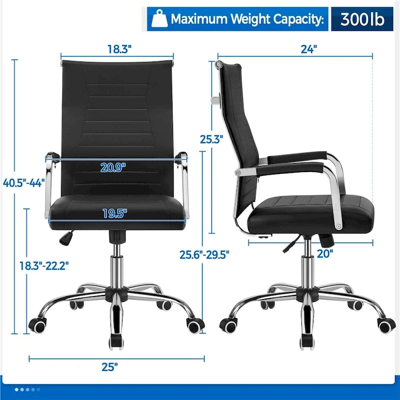Chaise de bureau Yaheetech moderne en similicuir avec base en métal - N/A