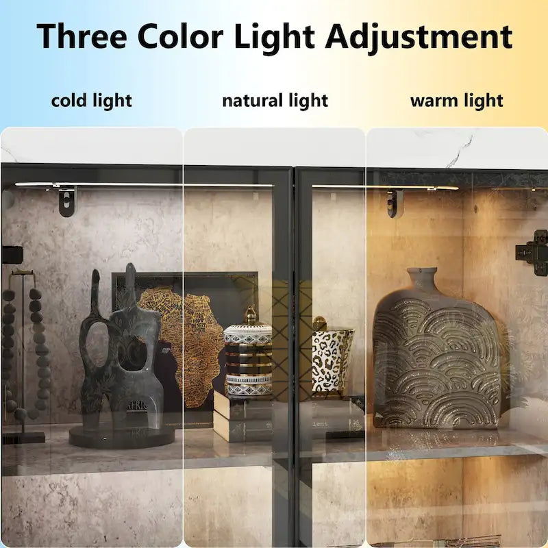 Vitrine d'exposition avec portes en verre et éclairage LED