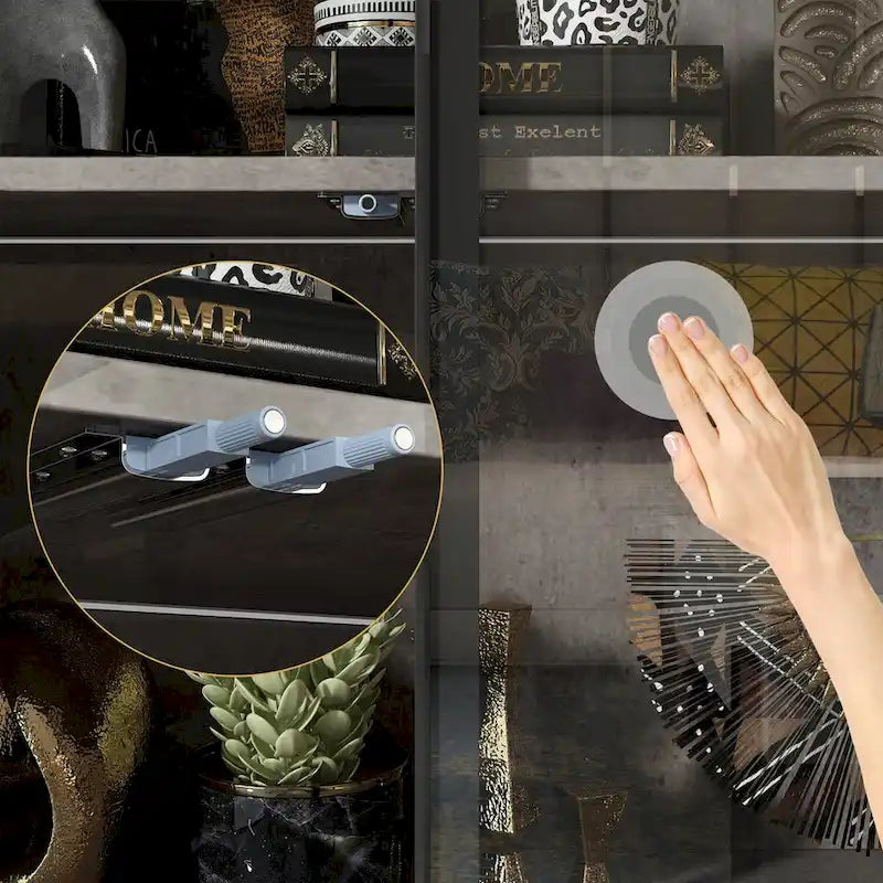 Vitrine d'exposition avec portes en verre et éclairage LED