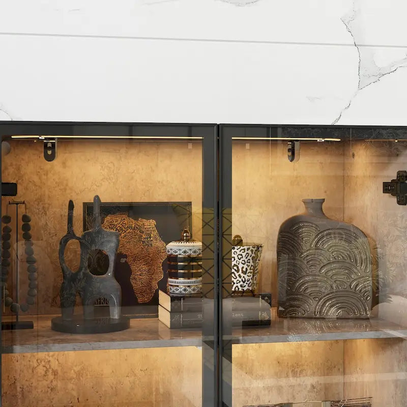 Vitrine d'exposition avec portes en verre et éclairage LED