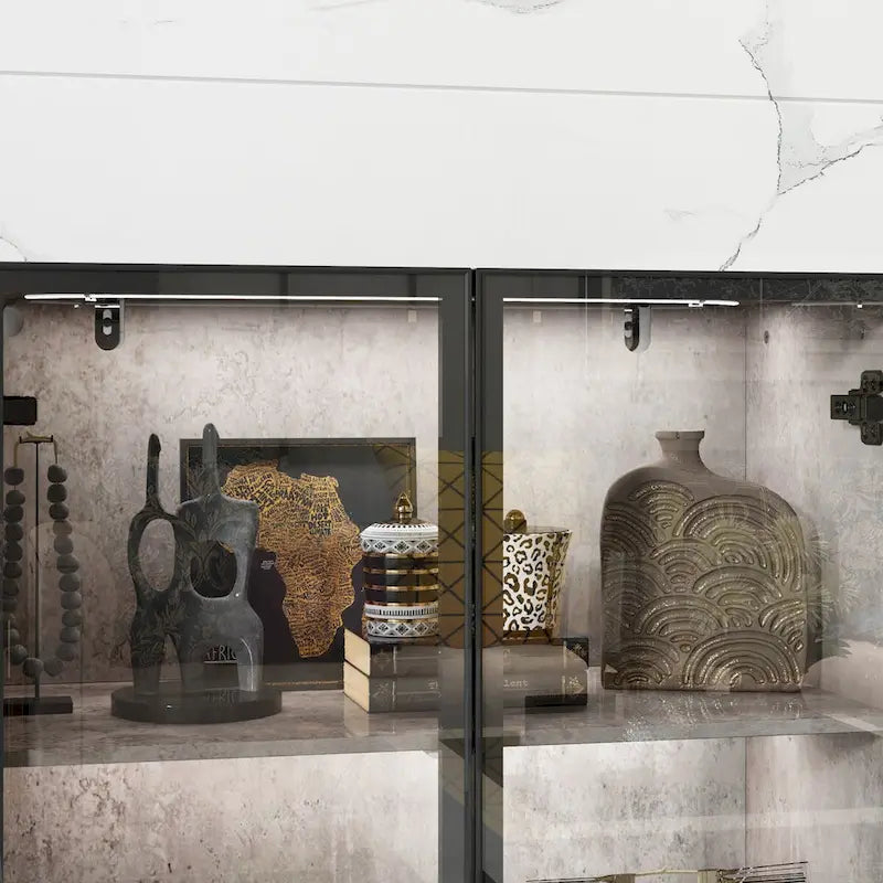 Vitrine d'exposition avec portes en verre et éclairage LED