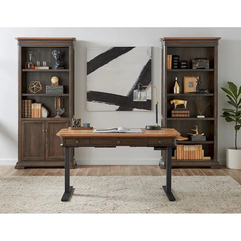 Bibliothèque de direction avec portes, entièrement assemblée, marron - 36L x 78H x 14P