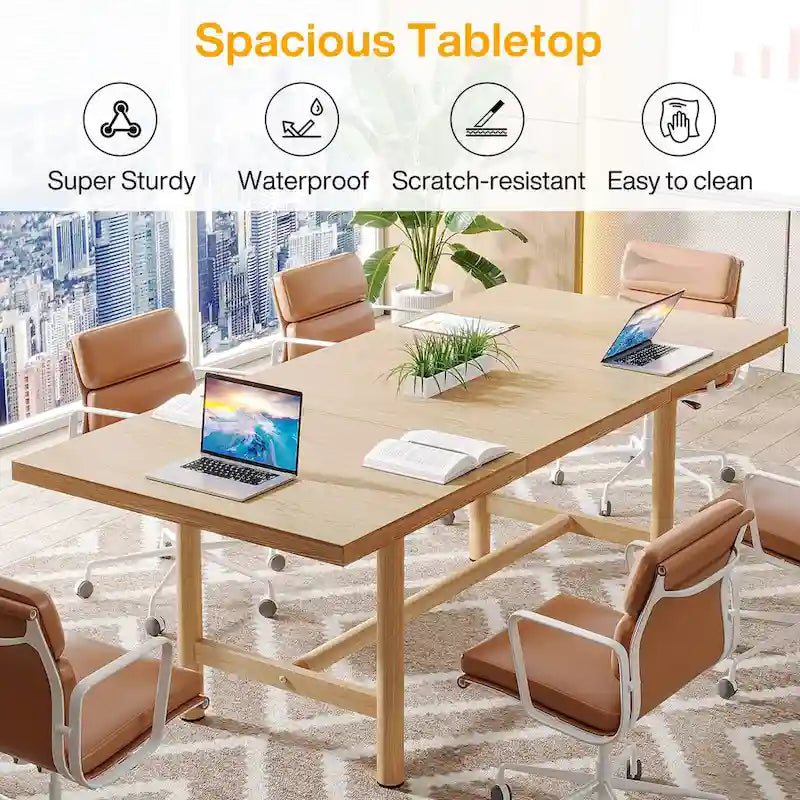 Table de conférence rectangulaire, table de salle de réunion de 160 cm pour 6 personnes, table de réunion moderne