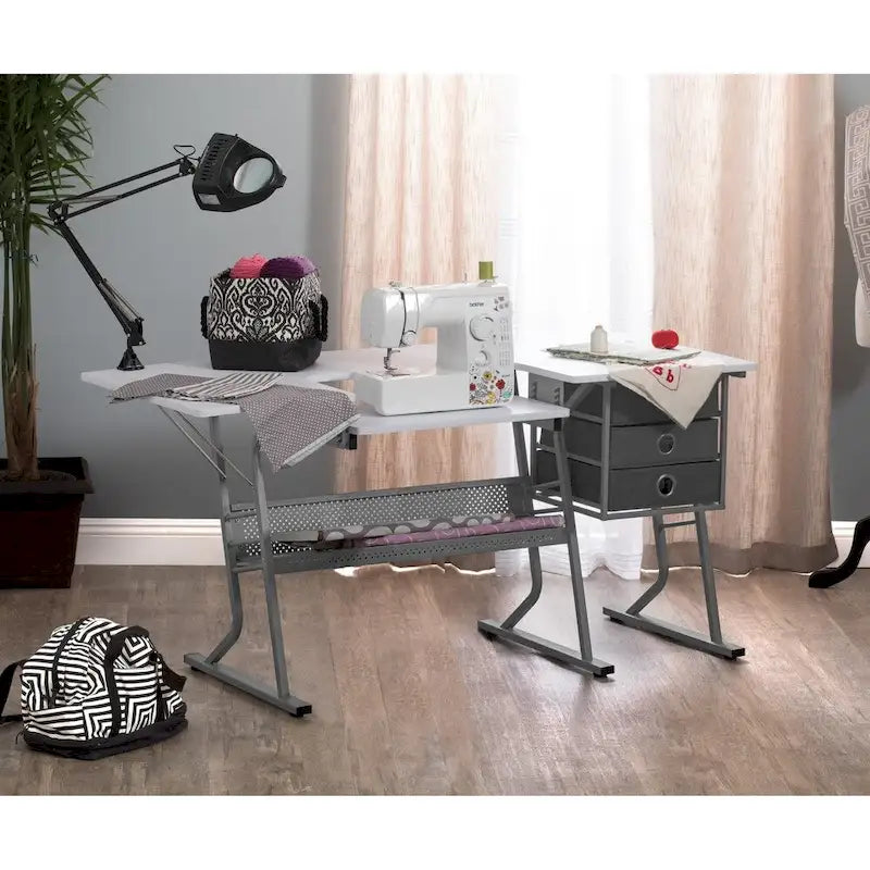 Table de couture Studio Designs Eclipse Ultra en bois gris et blanc