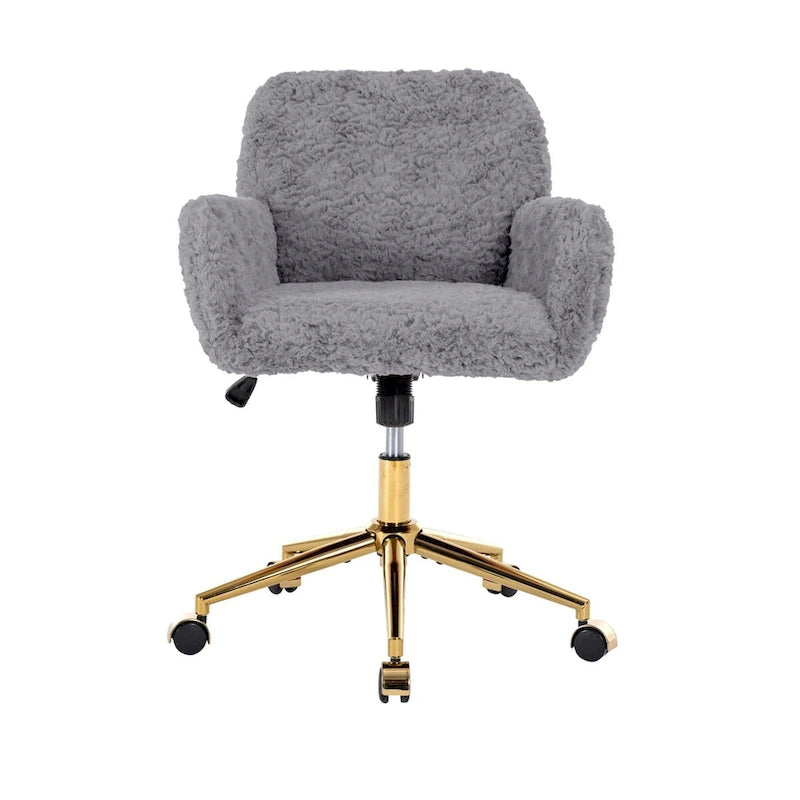 Chaise de bureau rembourrée avec base dorée pivotante à 360° et réglable