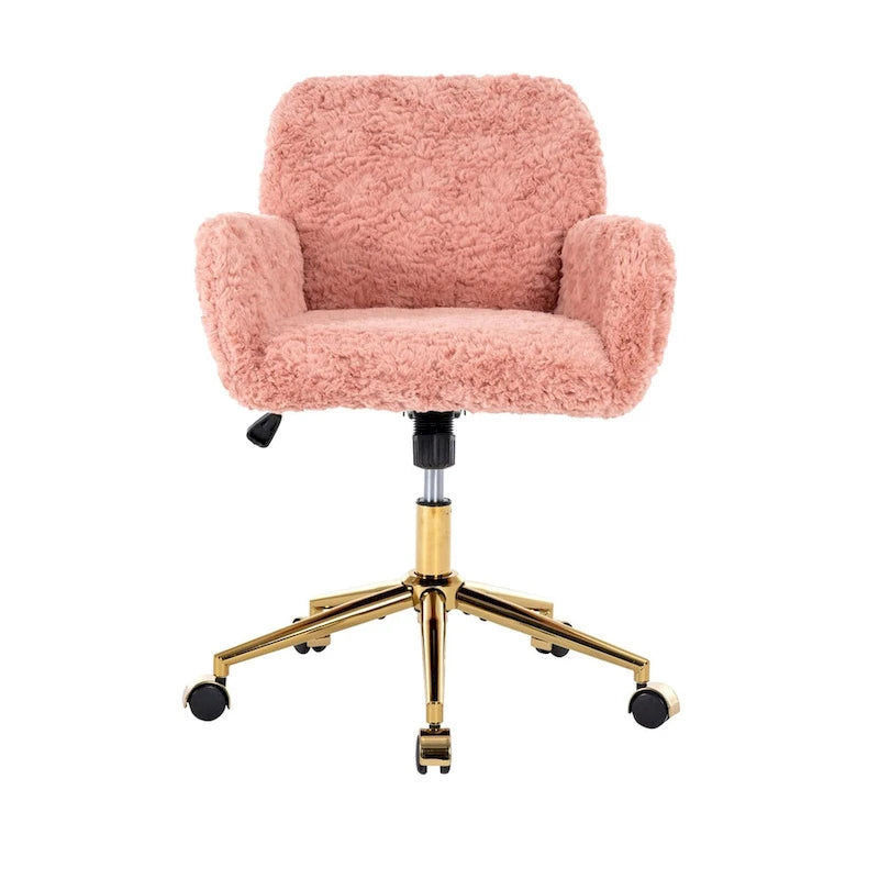 Chaise de bureau rembourrée avec base dorée pivotante à 360° et réglable
