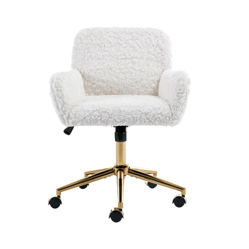 Chaise de bureau rembourrée avec base dorée pivotante à 360° et réglable