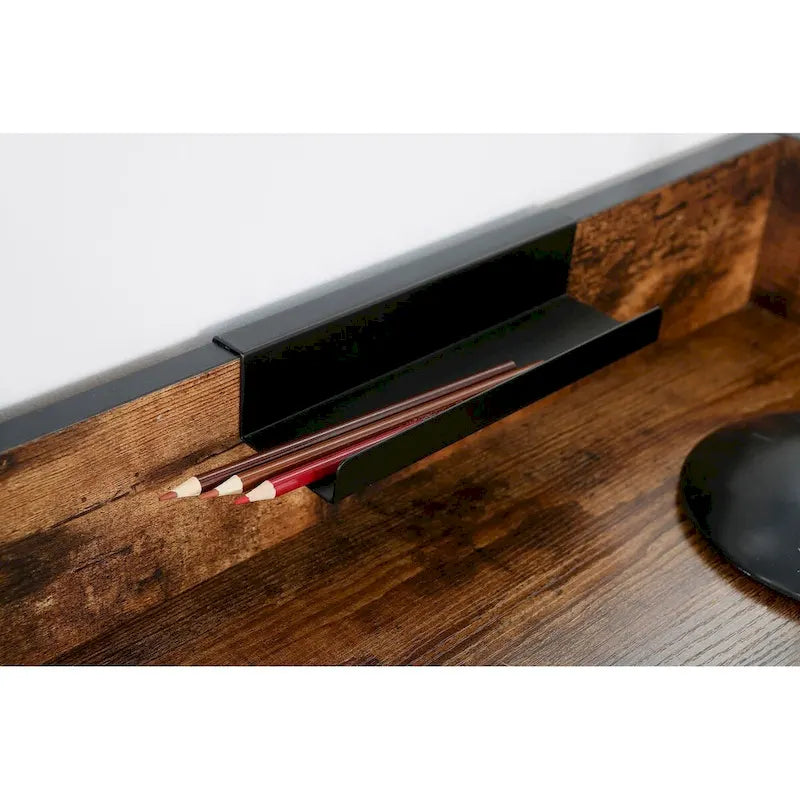 JJS 48 Bureau informatique/pour ordinateur portable avec tiroirs, moderne en bois compact avec panneau de confidentialité et rangement
