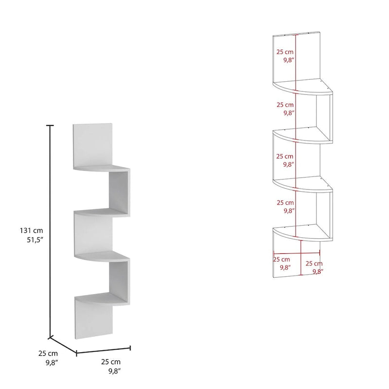 Étagère d'angle, design mural moderne avec étagères multiples