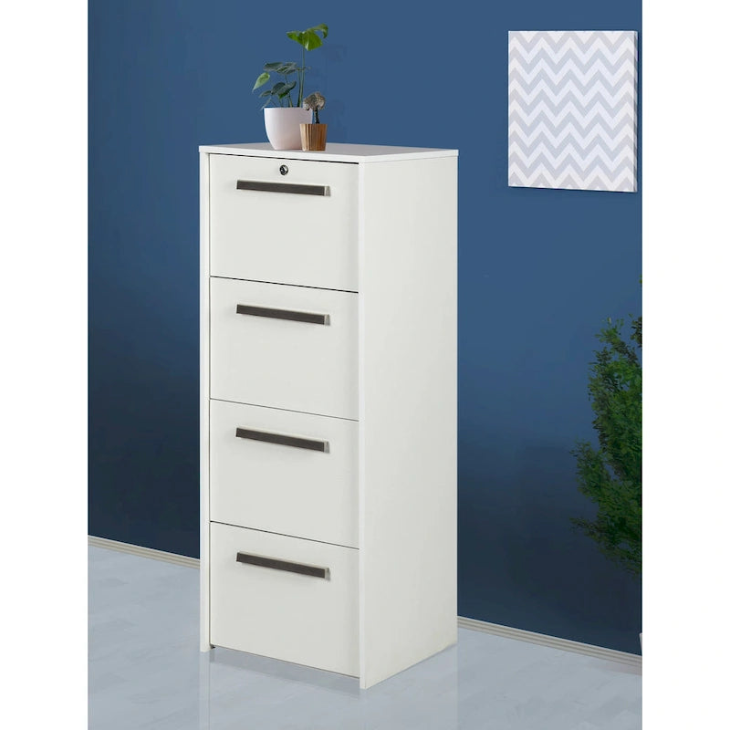 Meuble de classement vertical latéral Saint Birch Miami à 4 tiroirs, grain de bois blanc contemporain