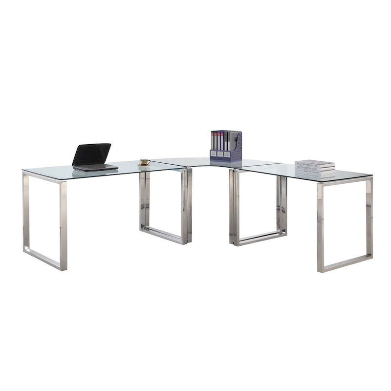 Ensemble de bureau d'ordinateur contemporain en L Somette (ensemble de 3)