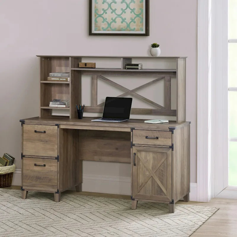 Bureau de direction Oxford Farmhouse en chêne rustique