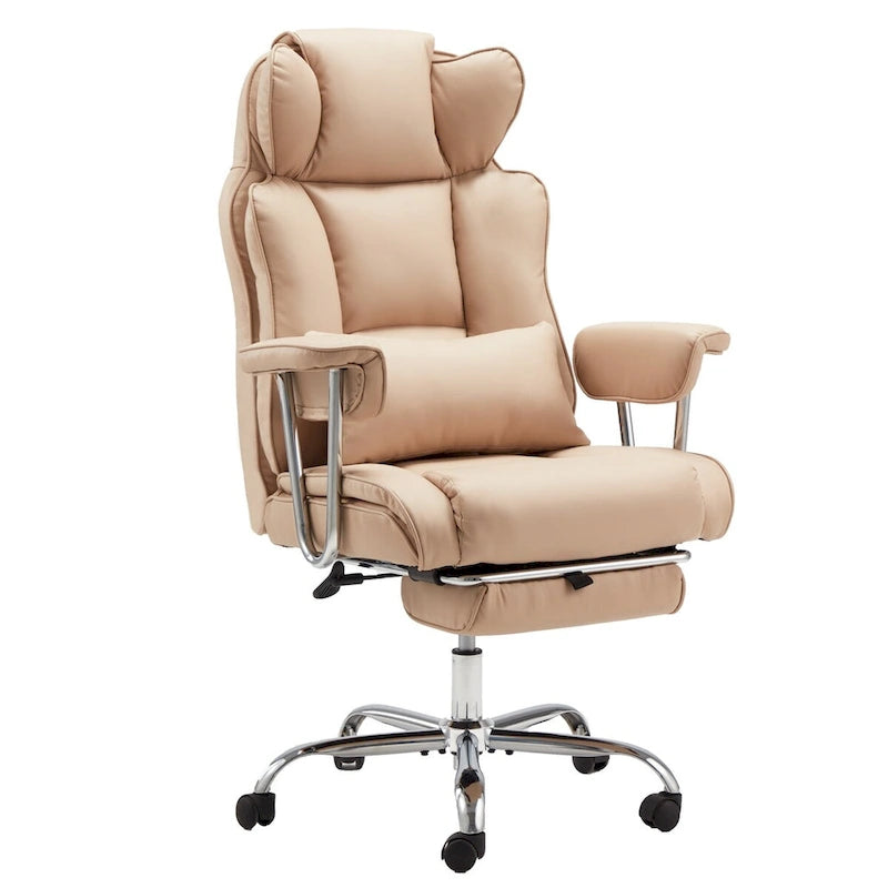 Fauteuil de bureau en cuir grande taille avec repose-pieds et dossier réglable pour personnes jusqu'à 180 kg