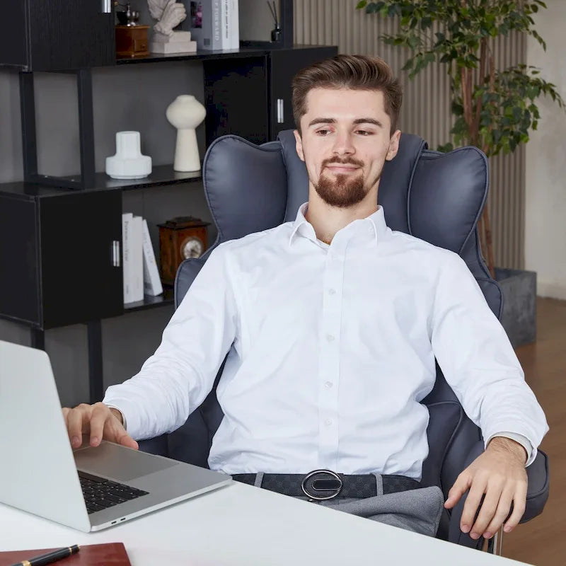 Fauteuil de bureau en cuir grande taille avec repose-pieds et dossier réglable pour personnes jusqu'à 180 kg