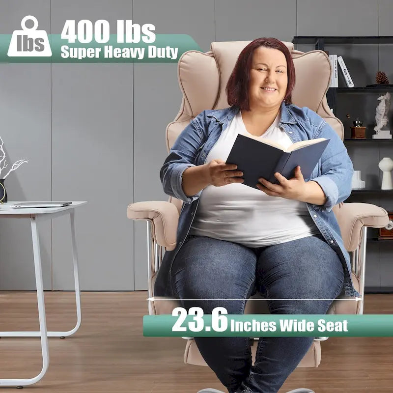 Fauteuil de bureau en cuir grande taille avec repose-pieds et dossier réglable pour personnes jusqu'à 180 kg
