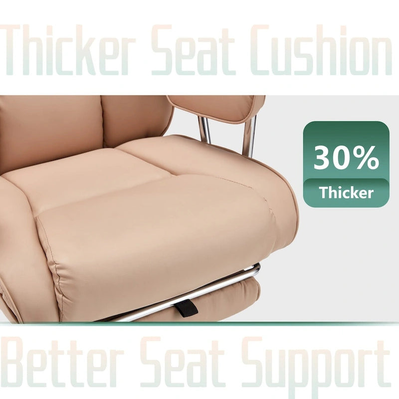 Fauteuil de bureau en cuir grande taille avec repose-pieds et dossier réglable pour personnes jusqu'à 180 kg