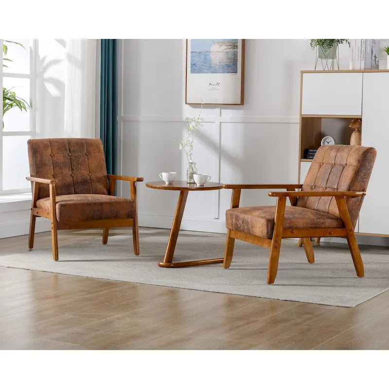 Ensemble de 2 Fauteuils d'Appoint avec Table d'appoint Fauteuil pour Salon Chambre Bureau - 78cm(H) * 64.5cm(L) * 71cm(P)