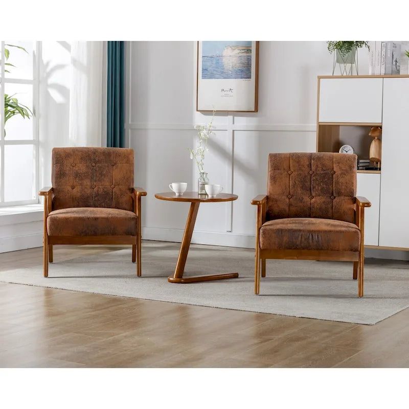 Ensemble de 2 Fauteuils d'Appoint avec Table d'appoint Fauteuil pour Salon Chambre Bureau - 78cm(H) * 64.5cm(L) * 71cm(P)