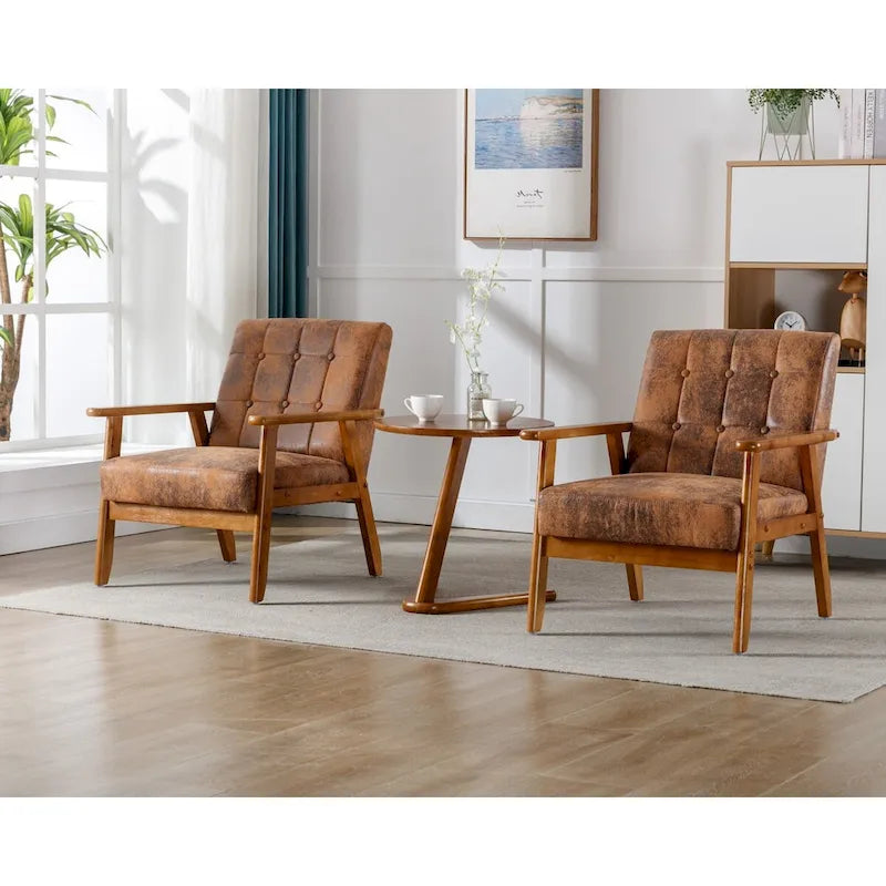 Ensemble de 2 Fauteuils d'Appoint avec Table d'appoint Fauteuil pour Salon Chambre Bureau - 78cm(H) * 64.5cm(L) * 71cm(P)