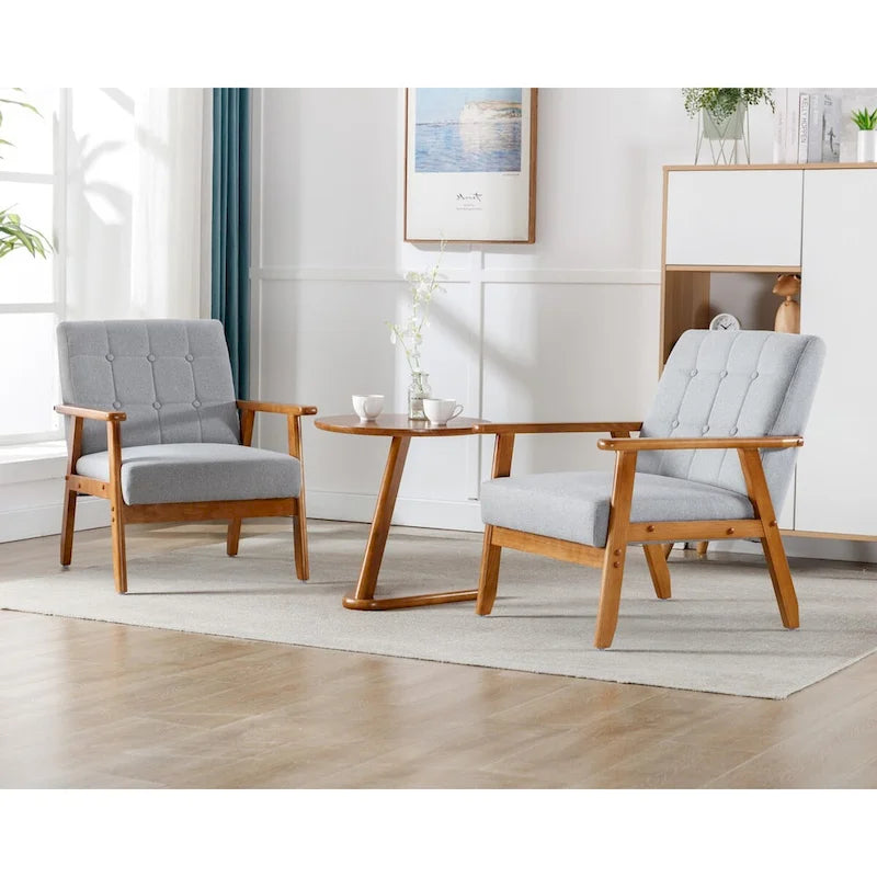 Ensemble de 2 Fauteuils d'Appoint avec Table d'appoint Fauteuil pour Salon Chambre Bureau - 78cm(H) * 64.5cm(L) * 71cm(P)