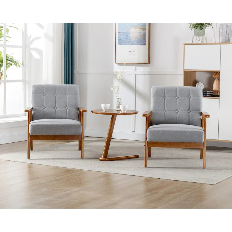 Ensemble de 2 Fauteuils d'Appoint avec Table d'appoint Fauteuil pour Salon Chambre Bureau - 78cm(H) * 64.5cm(L) * 71cm(P)