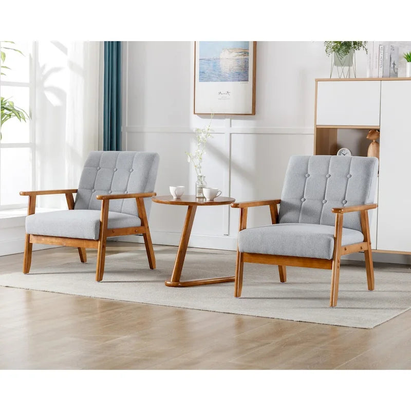 Ensemble de 2 Fauteuils d'Appoint avec Table d'appoint Fauteuil pour Salon Chambre Bureau - 78cm(H) * 64.5cm(L) * 71cm(P)