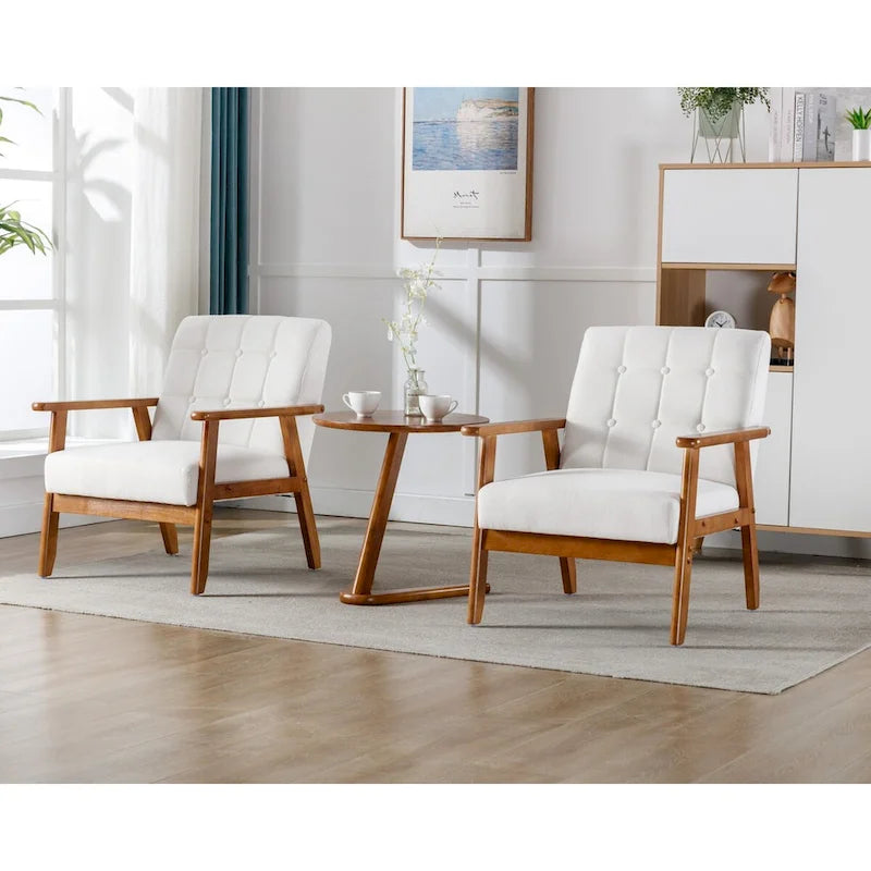 Ensemble de 2 Fauteuils d'Appoint avec Table d'appoint Fauteuil pour Salon Chambre Bureau - 78cm(H) * 64.5cm(L) * 71cm(P)