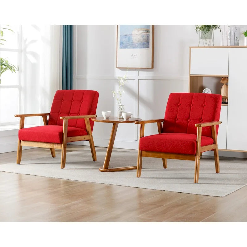 Ensemble de 2 Fauteuils d'Appoint avec Table d'appoint Fauteuil pour Salon Chambre Bureau - 78cm(H) * 64.5cm(L) * 71cm(P)