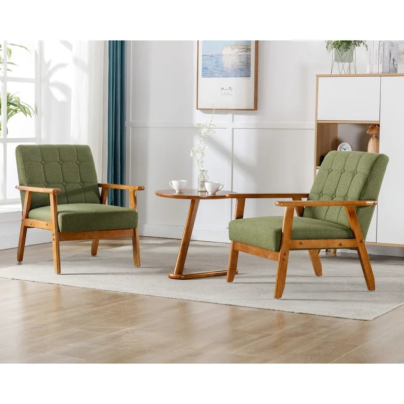 Ensemble de 2 Fauteuils d'Appoint avec Table d'appoint Fauteuil pour Salon Chambre Bureau - 78cm(H) * 64.5cm(L) * 71cm(P)