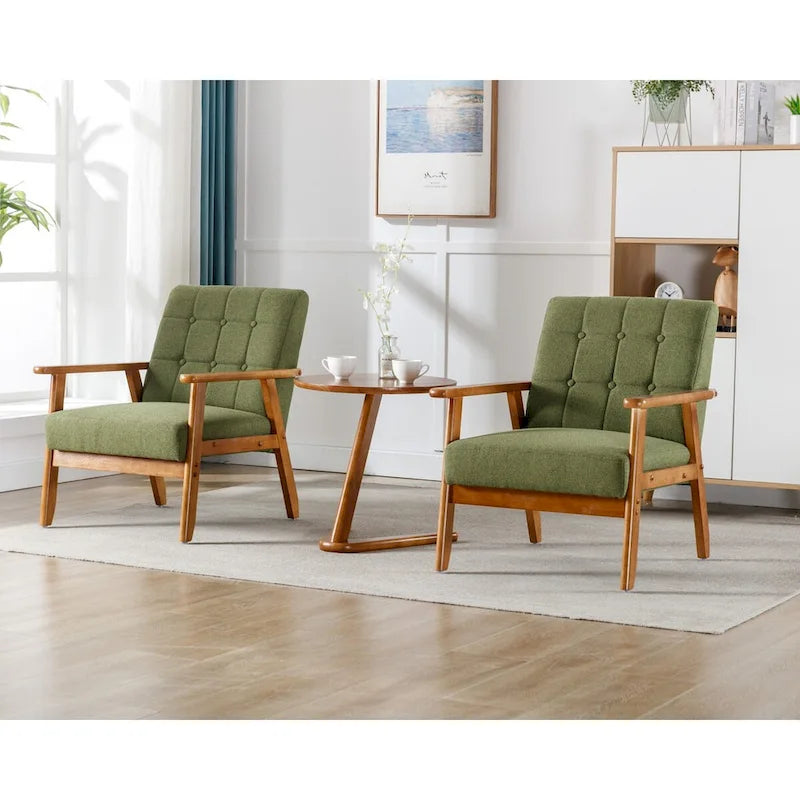 Ensemble de 2 Fauteuils d'Appoint avec Table d'appoint Fauteuil pour Salon Chambre Bureau - 78cm(H) * 64.5cm(L) * 71cm(P)