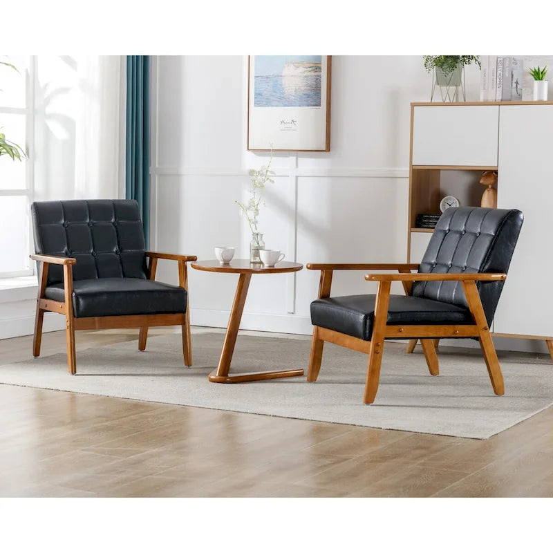 Ensemble de 2 Fauteuils d'Appoint avec Table d'appoint Fauteuil pour Salon Chambre Bureau - 78cm(H) * 64.5cm(L) * 71cm(P)
