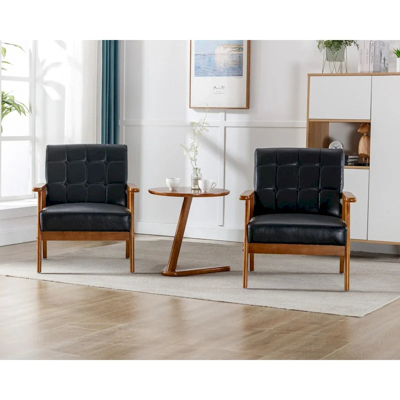 Ensemble de 2 Fauteuils d'Appoint avec Table d'appoint Fauteuil pour Salon Chambre Bureau - 78cm(H) * 64.5cm(L) * 71cm(P)